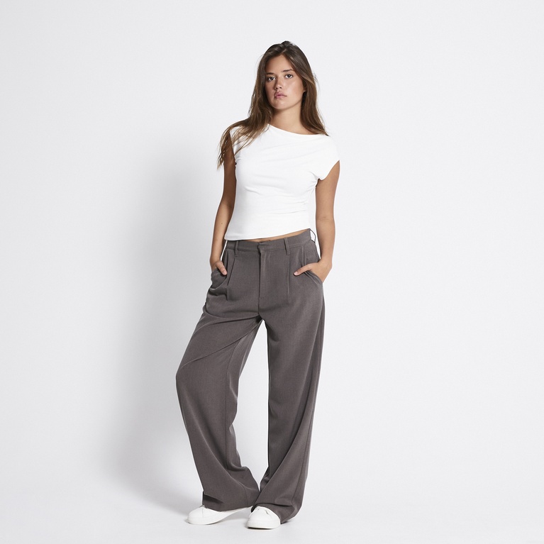 Mid waist wide dress pants "Tori" Brown